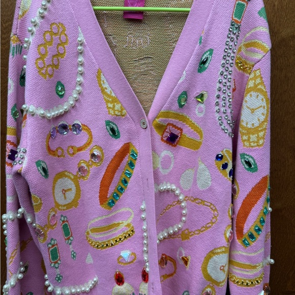QOS Pink Embellished Jewelry Sweater - Picture 2 of 8